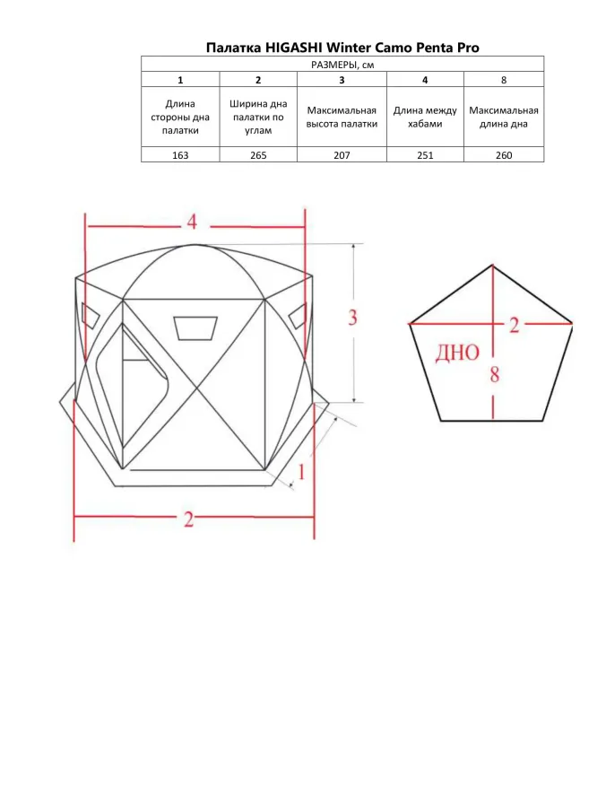 Палатка зимняя Higashi Winter Camo Penta Pro (трехслойная, пятистенная)